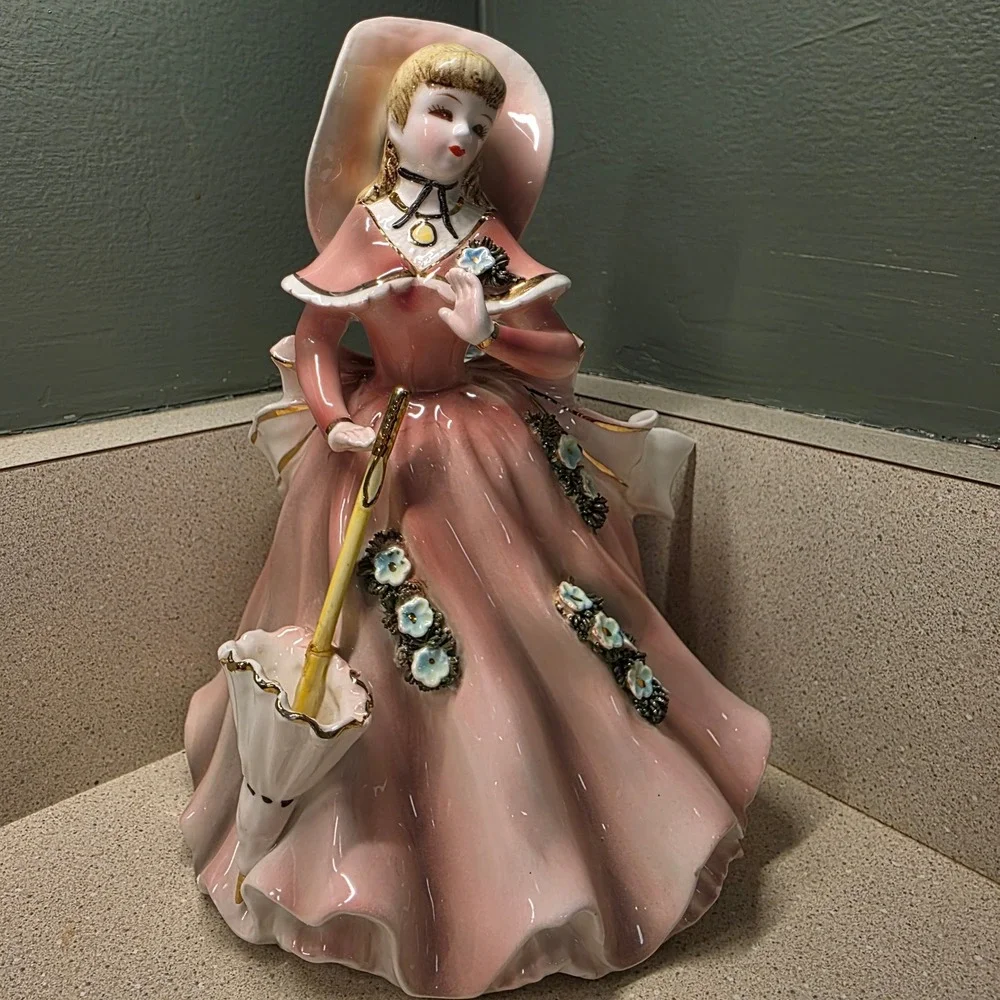 Ceramic Victorian Lady Figurine Planter 8.5